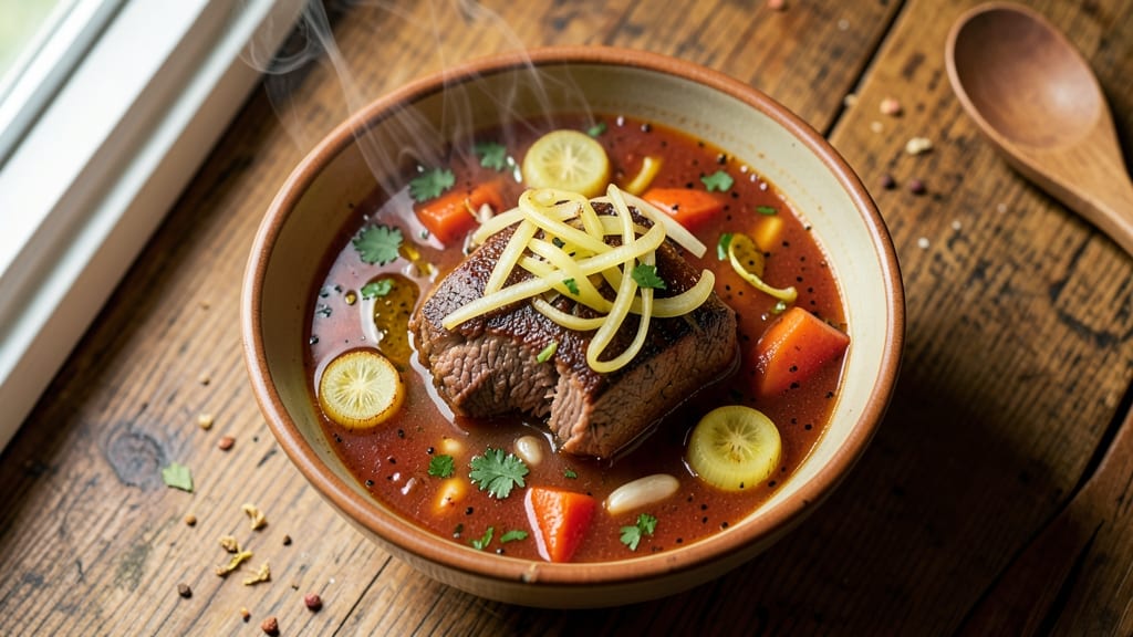 Beef Barkey Soup Recipe: Slow-Simmered Beef and Celery Crown Crunch Harmony