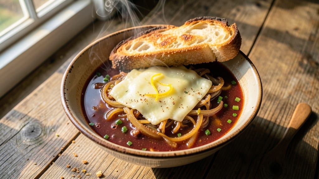 Be Our Guest French Onion Soup Recipe: Crispy Celery Crowns Over Melty Gruyère Cheese