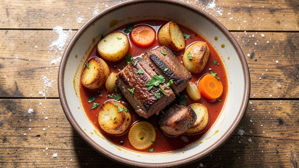 Beef Stew With Tomato Soup, Potatoes, and Carrots Recipe: One-Pot Hearty Feast in 90 Minutes