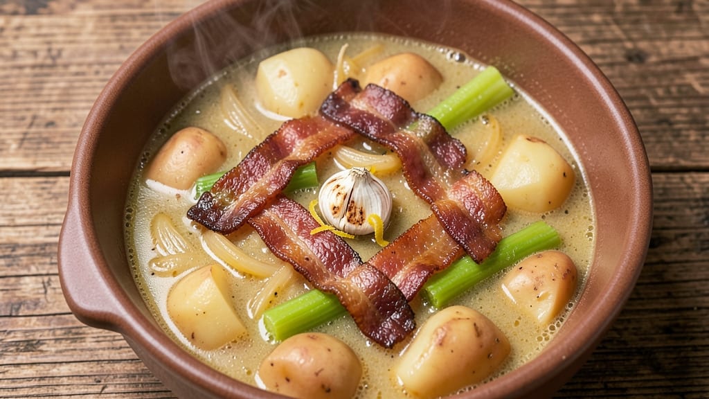 Bacon Chowder Soup Recipe: Crispy Bacon Bits and Creamy Potato Swirls