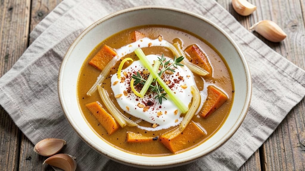 Amazing Butternut Squash Soup Recipe: Velvety Spiced Perfection With Celery Crown Crunch