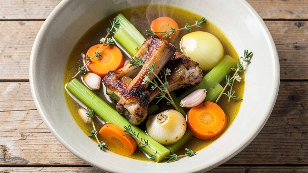 Basic Chicken Stock Soup Recipe: Homemade Richness With Celery Crown Crunch