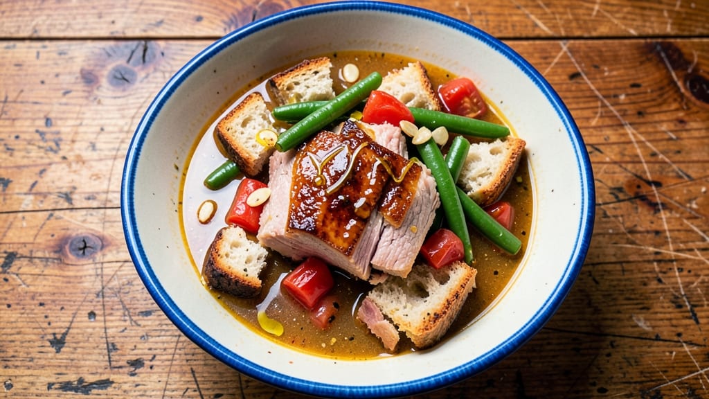 Authentic Portuguese Soup Recipe: Canned Green Beans and Tender Pork Simmered in Tomato Broth