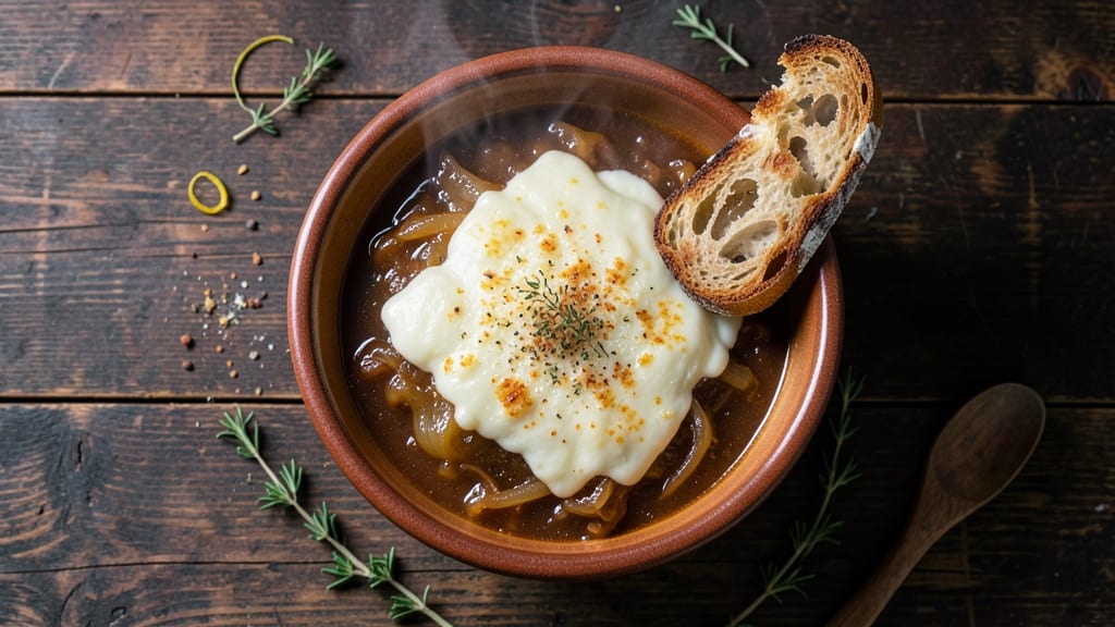 Bern's Steakhouse French Onion Soup Recipe: Crispy Celery Crowns Over Rich Beef Broth