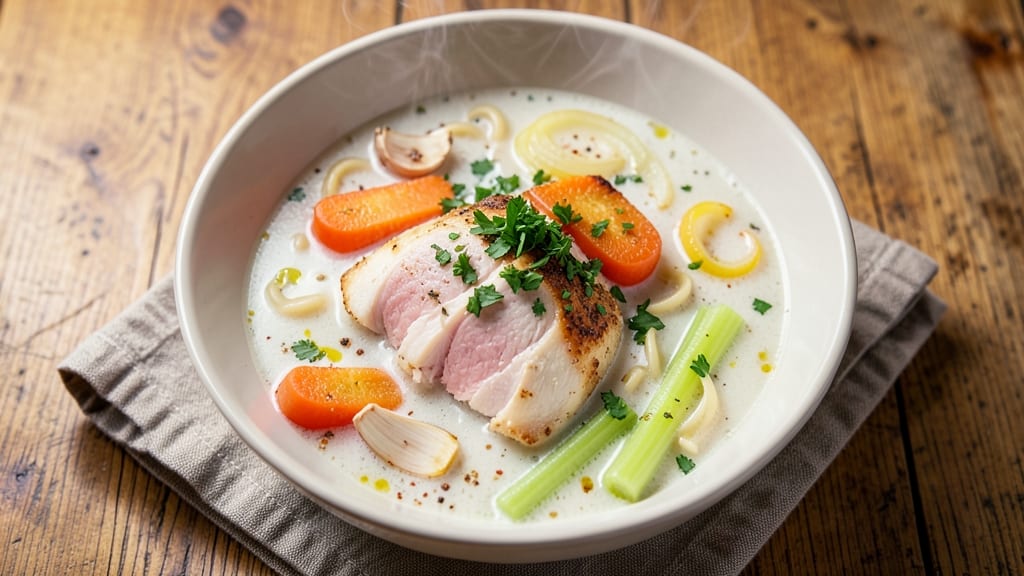 Binging With Babish Chicken Noodle Soup Recipe: Crispy Celery Crowns and Silky Herb Velout