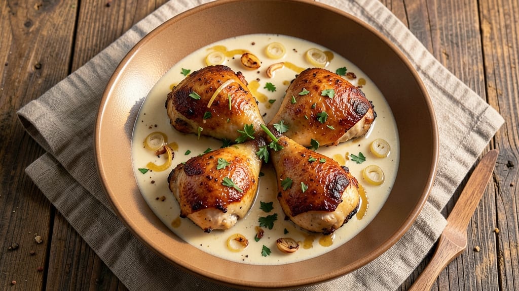 Baked Chicken Thighs With Cream of Chicken Soup Recipe: Crispy Skin, Rich Velout Magic