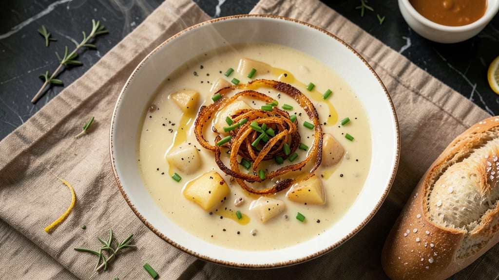 Baked Potato Soup Recipe Using Frozen Hash Browns: Crispy Topping Shortcut With Creamy Velouté