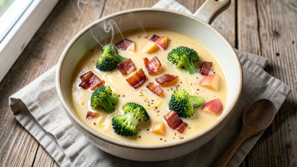 Apple Barn Broccoli Cheddar Soup Recipe: Crispy Bacon Bits and Sharp Cheddar Bliss