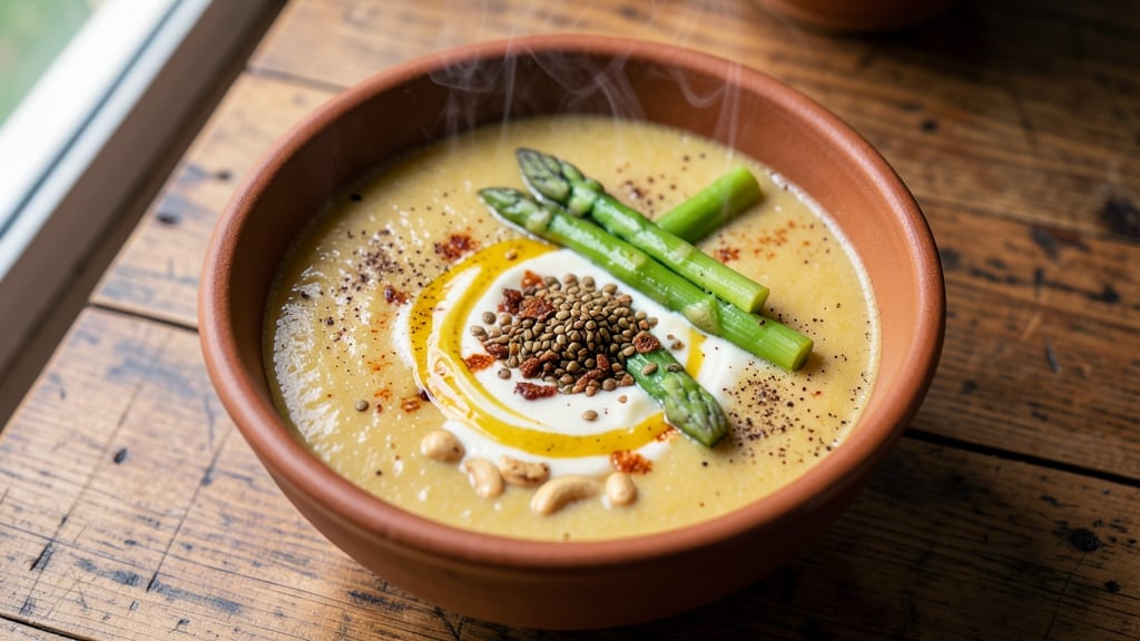 Indian-Style Asparagus Soup Recipe: Turmeric-Ginger Creaminess With Toasted Cumin Crunch