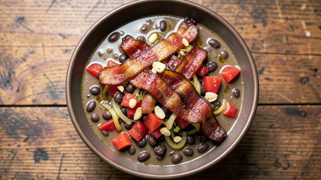 Black Bean Soup Recipe With Meat: Smoky Bacon and Spiced Beans in One Pot