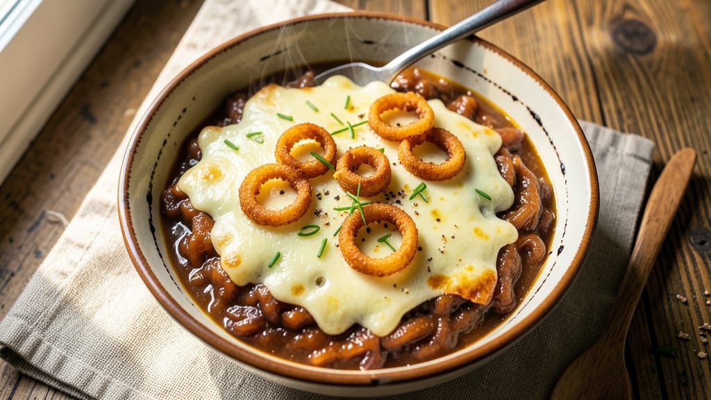 Best Onion Soup Recipe From Scratch: Crispy Bread Crowns Over Melty Gruyère
