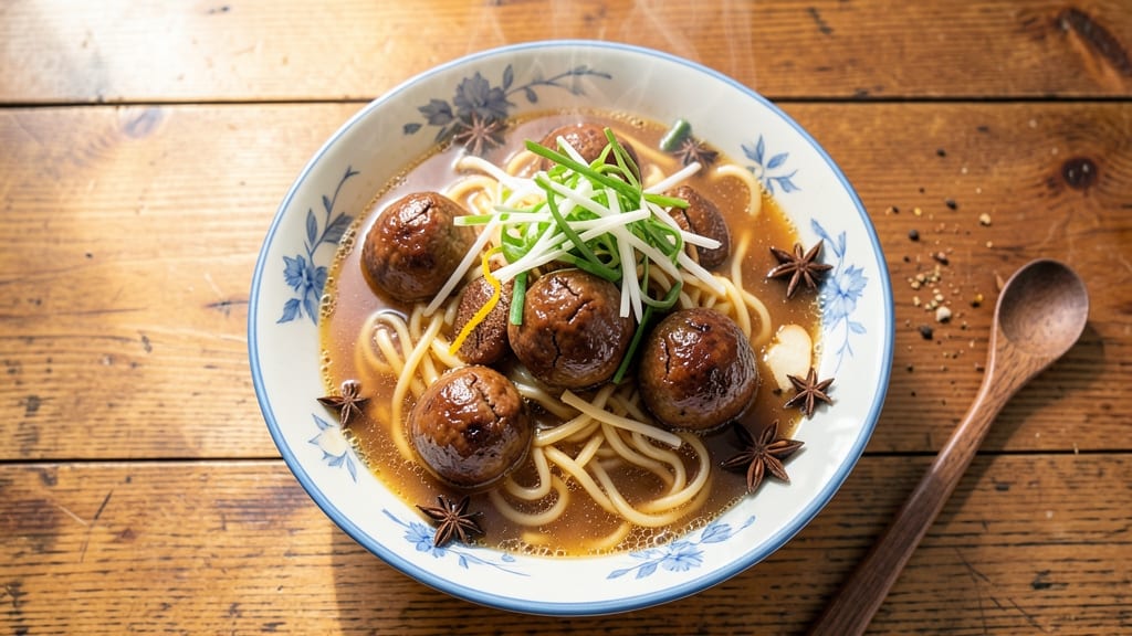 Beef Ball Noodle Soup Recipe: Pillowy Egg Noodles in Savory Broth