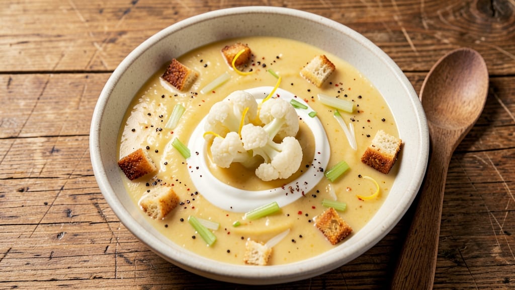 Best Cauliflower Cheese Soup Recipe Ever: Velvety Creamy With Crispy Celery Crowns