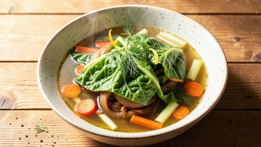 Basic Cabbage Soup Diet Recipe: Lightweight Lunch with Celery Crown Crunch