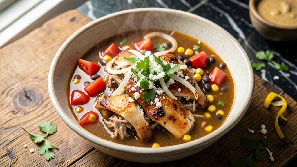 BJ's Copycat Chicken Tortilla Soup Recipe: Smoky Tortilla Crusts and Creamy Dill Velout