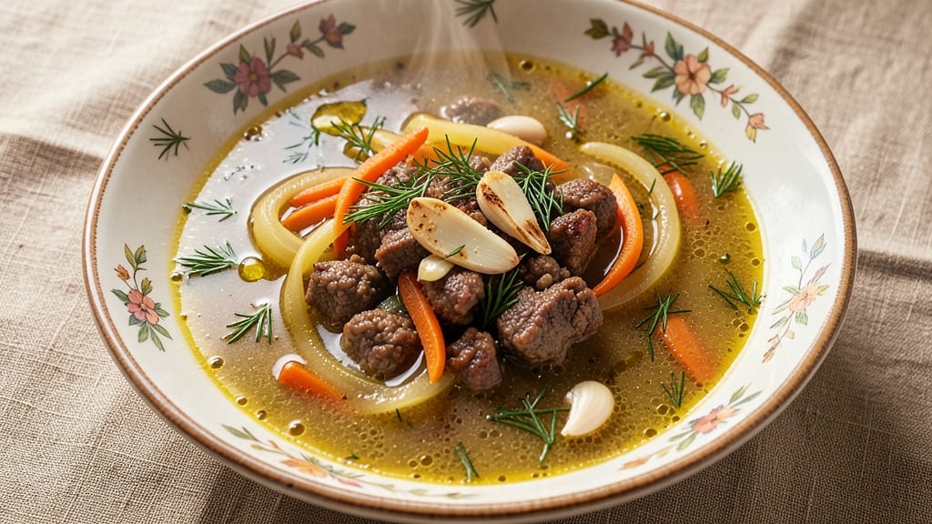 Alonti Italian Wedding Soup Recipe: Celery Crown Crunch Over Creamy Dill Tomato Broth