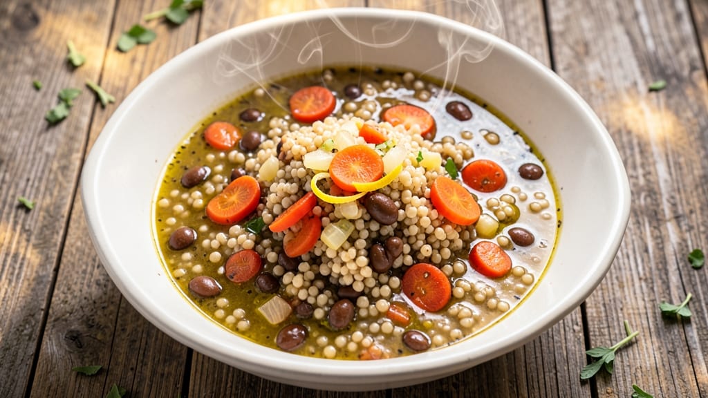 Arabic Barley Soup Recipe: Spiced Pearl Couscous and Warm Lentil Harmony