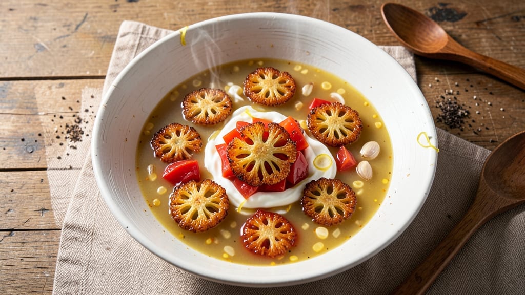 Benihana Clear Soup Recipe: Crispy Celery Crowns Over Silky Tomato Velout