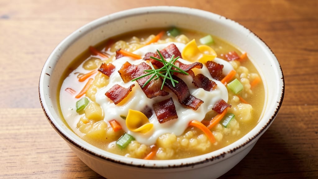 Betty Crocker Loaded Baked Potato Soup Recipe: Cheesy Bacon Crunch Over Creamy Velout