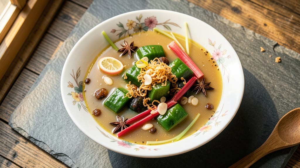 Bitter Melon Soup Chinese Recipe: Bold Umami and Crispy Celery Crown Topping
