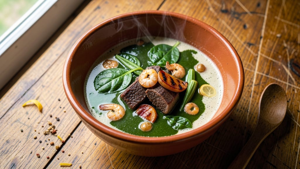Abunuabunu Soup Recipe: Spicy Okra and Leafy Green Velout