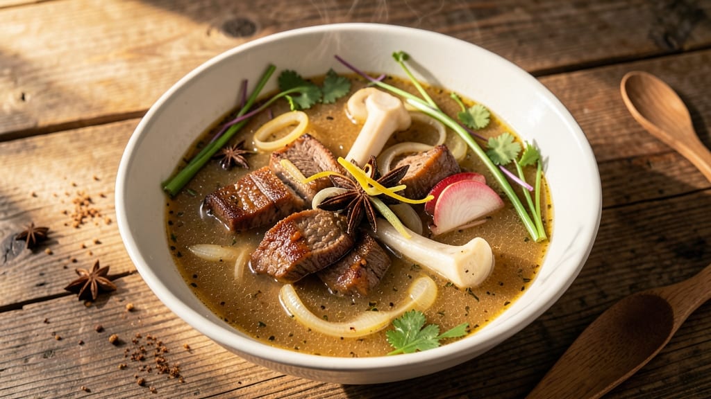 Asian Beef Bone Soup Recipe: Fragrant Five-Spice Broth With Silky Beef Chunks