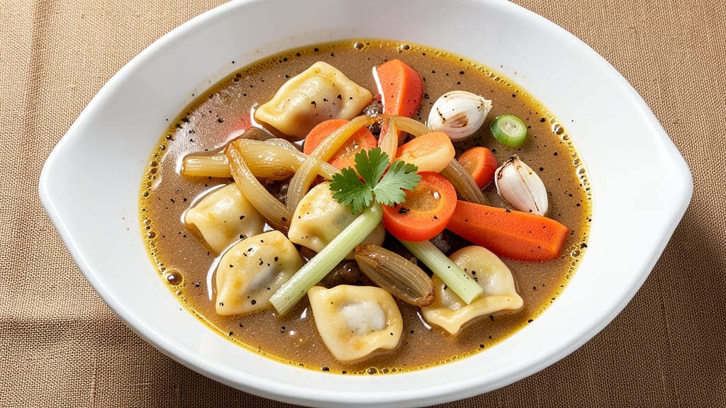 Beef Broth Tortellini Soup Recipe: One-Pot Umami Bomb With Crispy Celery Crowns
