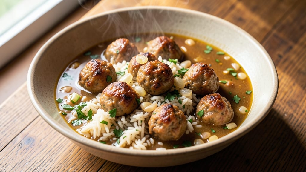 Albondigas Soup Recipe with Rice: Spiced Meatballs in Tomato-Basil Velout