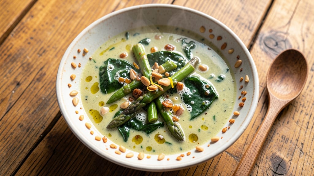 Asparagus and Spinach Soup Recipe: Bright Green Velouté With Earthy Depth