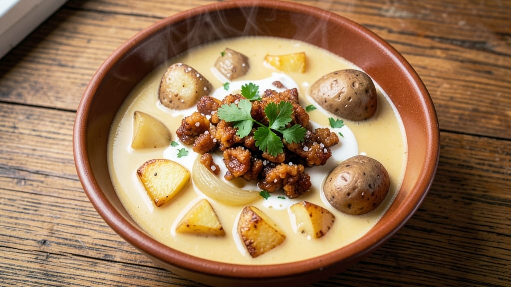 Baked Potato and Hash Browns Soup Recipe: Crispy Topping Meets Creamy Velout