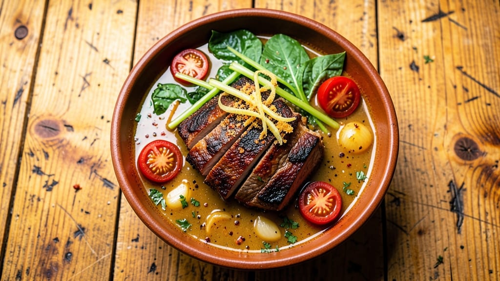 Best Banga Soup Recipe: Sicilian-Inspired Celery Crown Crunch Over Tomato Velout