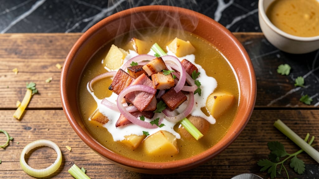Baked Potato and Ham Soup Recipe: Slow-Simmered Richness With Crispy Celery Crowns