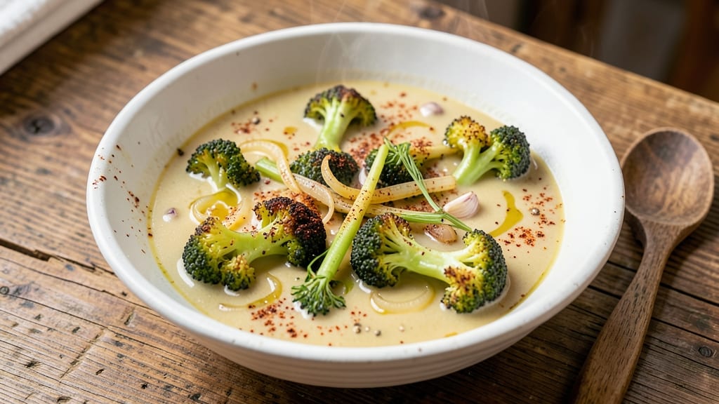 Best Cauliflower Soup Recipe Ever Without Cream: Roasted Cauliflower Base with Crispy Celery Crowns