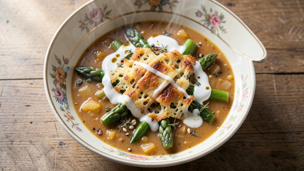 Asparagus Cheese Soup Recipe: Velvety Green Broth With Crispy Topping Magic