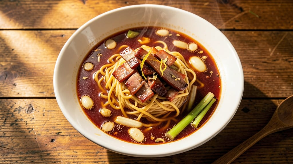 Bak Chor Mee Soup Recipe: Fragrant Lemongrass-Galangal Broth with Crispy Egg Noodles