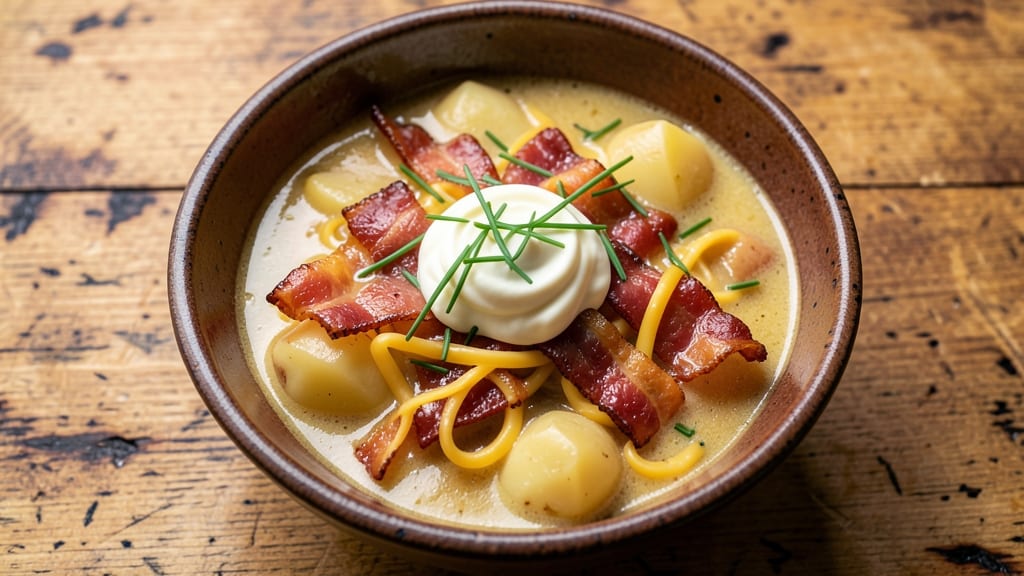 Best Loaded Potato Soup Recipe Ever: Bacon-Blended Richness and Crispy Celery Crowns