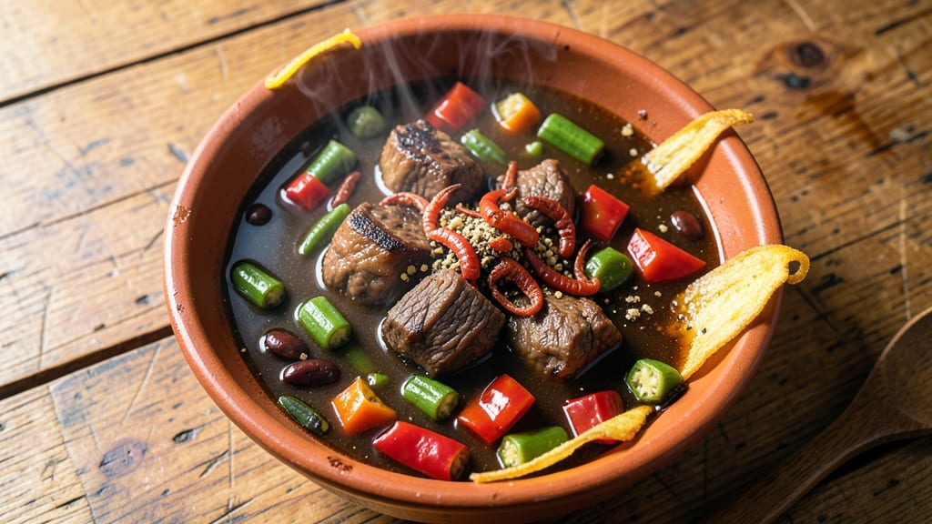 Banga Soup Nigerian Recipe: Peppery Okra Velout With Crunchy Plantain Chips