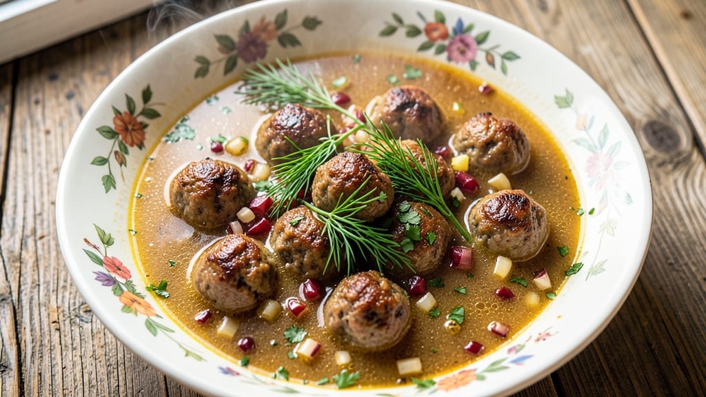 Armenian Meatball Soup Recipe: Spiced Lamb Bites in Herb-Infused Broth