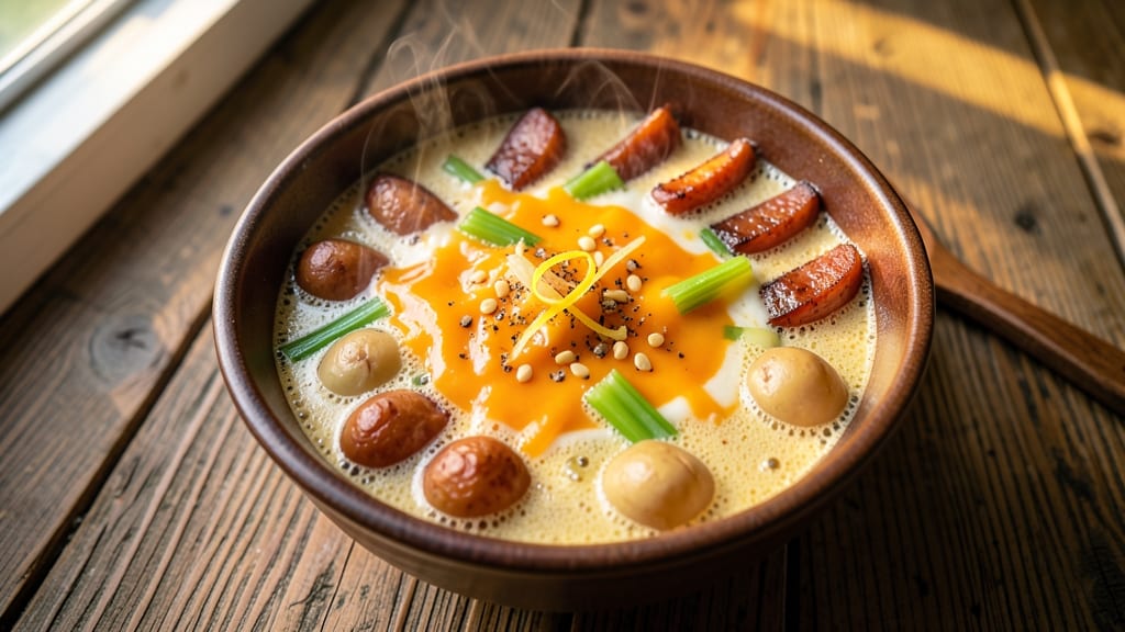94th Aero Squadron Beer Cheese Soup Recipe: Crispy Celery Crowns Over Smoky Cheddar Swirls