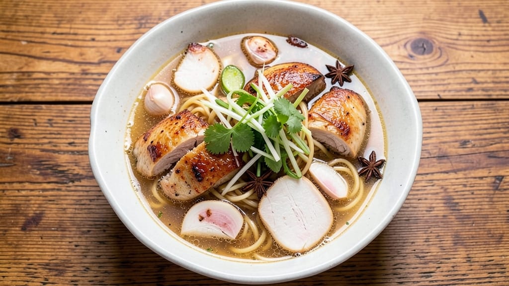 Asian Style Chicken Noodle Soup Recipe: Fragrant Ginger-Galangal Broth with Silky Noodles
